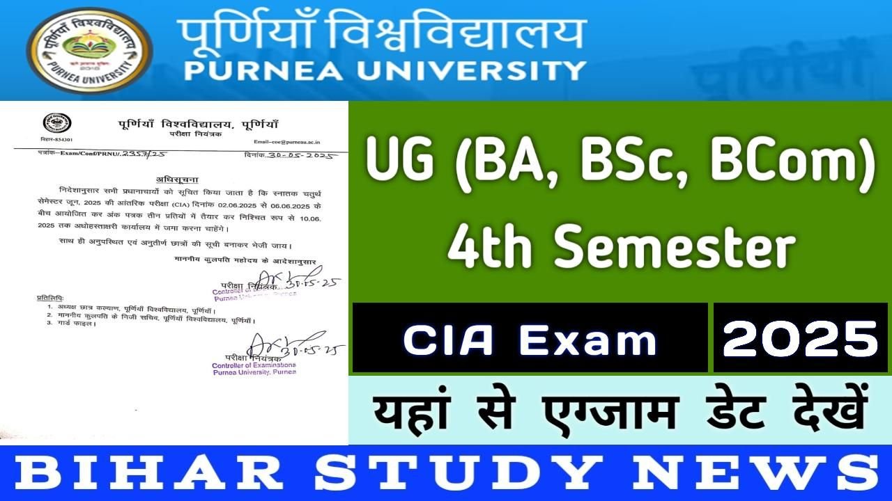 Purnea University UG 4th Sem CIA Exam 2025